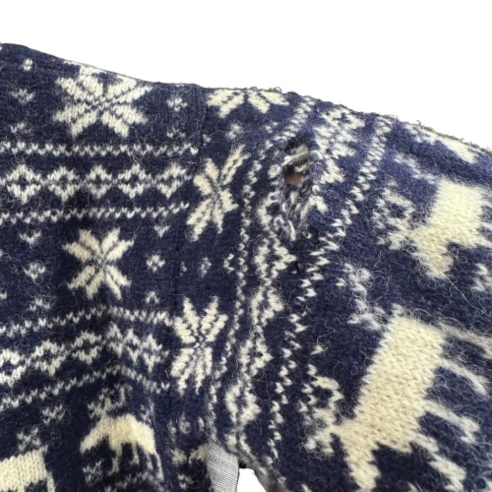 VTG Navy & White Snowflake Moose “People of the World” Boys Sweater | Wool | M/L - Picture 11 of 11